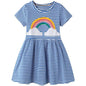 Girl's Cotton Casual Striped Jersey Dress