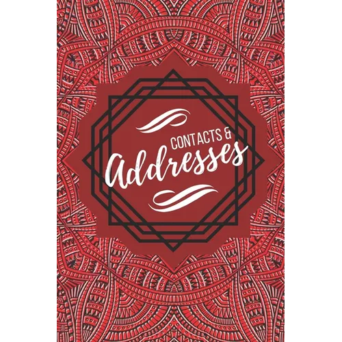 Contacts & Addresses: Geometric Design (Red, Black & White) Small 6" X 9" - Paperback