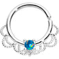 16G 5/16 Green Faux Opal Platinum Plated Seamless Circular Ring