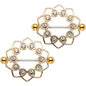 1 inch Clear Gem Gold Anodized Always Angelic Halo Heart Nipple Shield Set