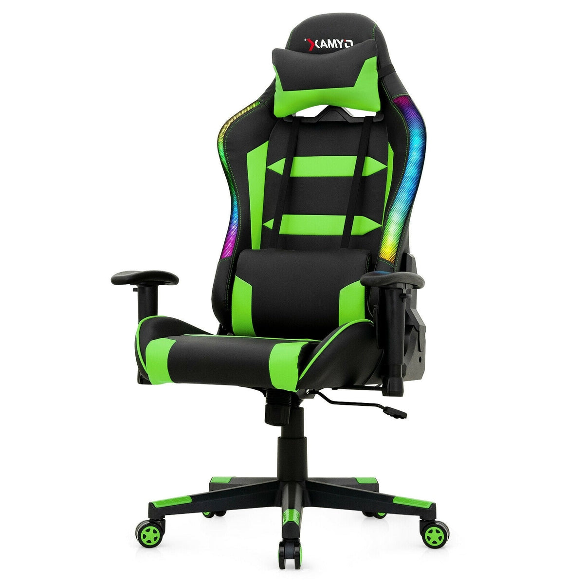Adjustable Swivel Gaming Chair with LED Lights and Remote