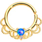 16G 5/16 Blue Faux Opal Gold Plated Seamless Circular Ring