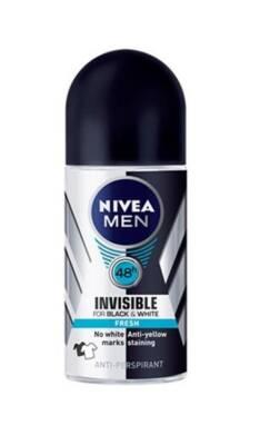 Nivea Men Invisible Black & White Fresh Roll-On Deodorant: 48H Anti-Stain Protection & Long-Lasting Freshness