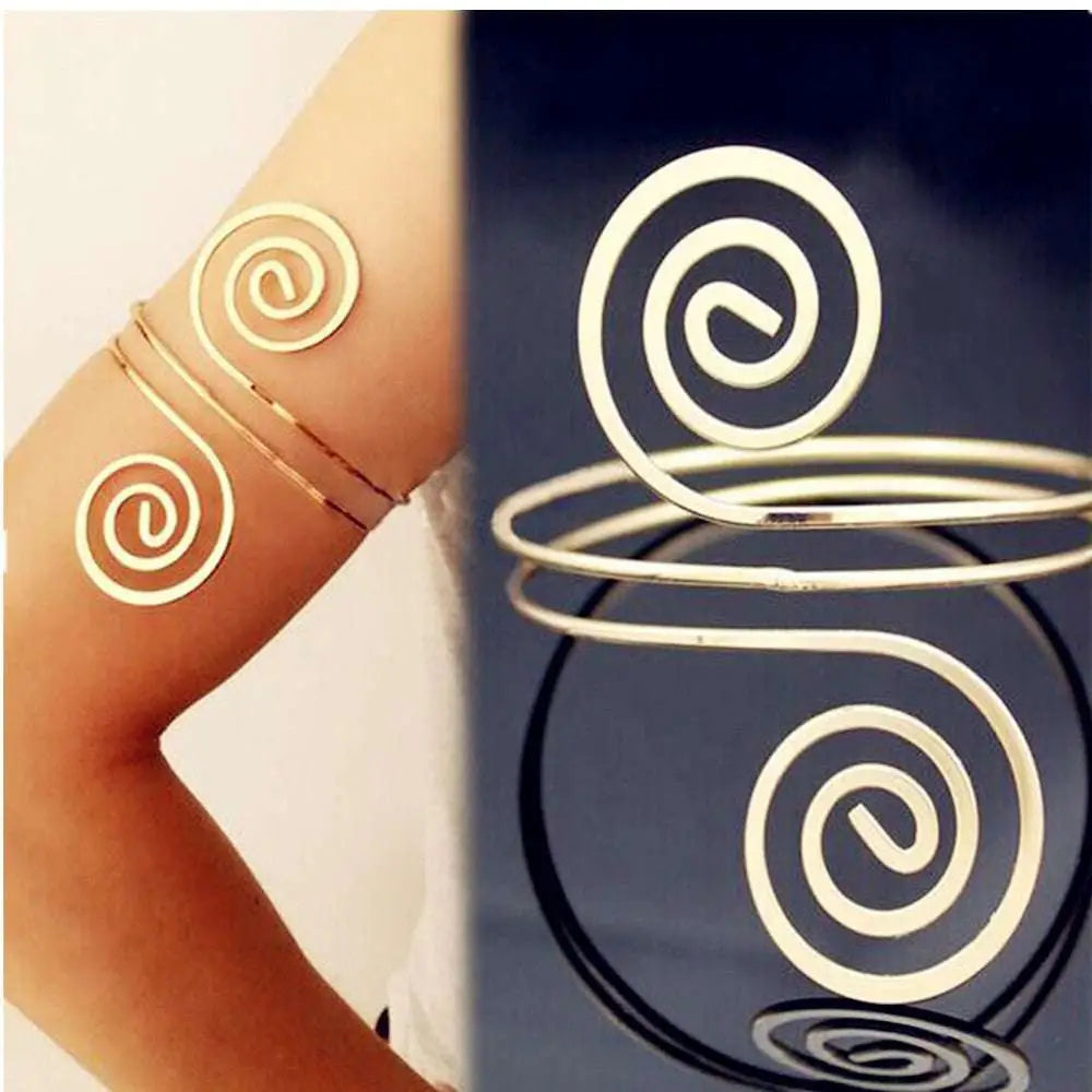 Gold Minimalist Spiral Arm Ring Jewelry