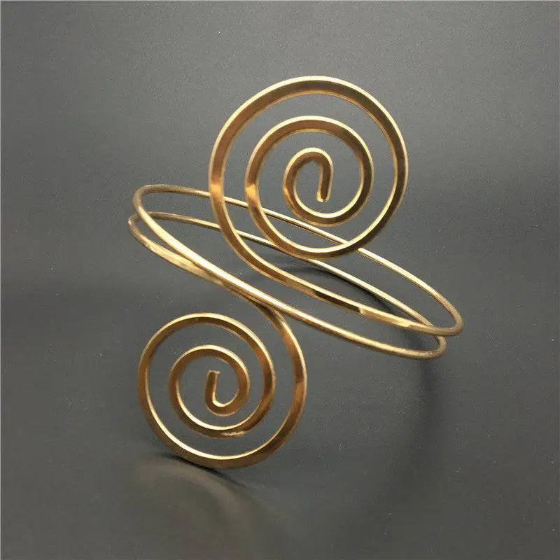 Gold Minimalist Spiral Arm Ring Jewelry
