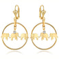 Gold Plated Elephant Dangle Earrings Made with Swarovski Crystals