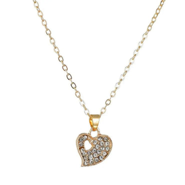 Gold Rhinestone Heart Love Jewelry Set