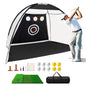 Golf Training Aids Driving Hitting Nets with Tri-Turf Golf Mat Target Cloth 10 Golf Balls 7 Golf Tees 2 Rubber Golf Tee Holders Carry Bag for Indoor Outdoor Sports