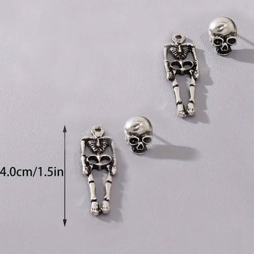 Gothic Dark Wind Skull Skeleton Hanging Earrings
