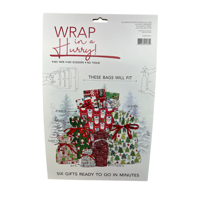 Wrap In A Hurry Pull String Gift Bag 6 piece Assortment - Style 2