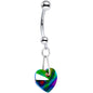 14K White Gold Heart Belly Ring Created with Crystals