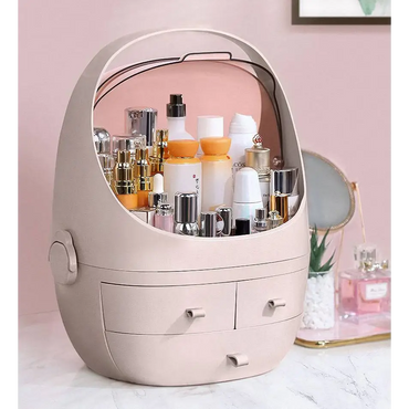 Gray Makeup Organizer with Waterproof Dust Proof Lid