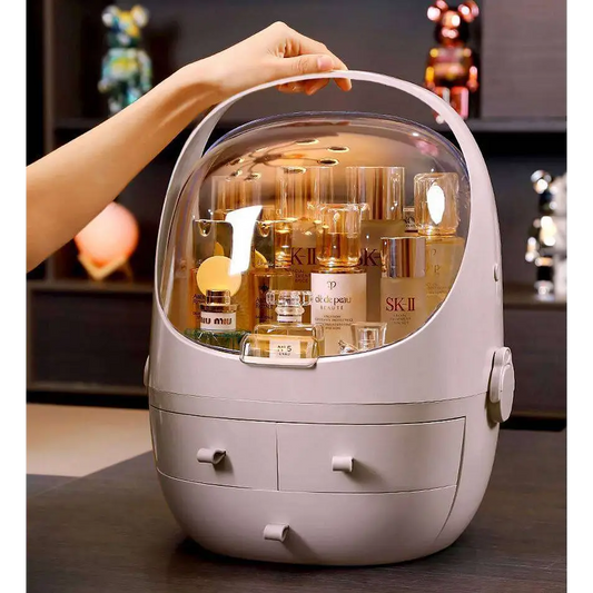 Gray Makeup Organizer with Waterproof Dust Proof Lid