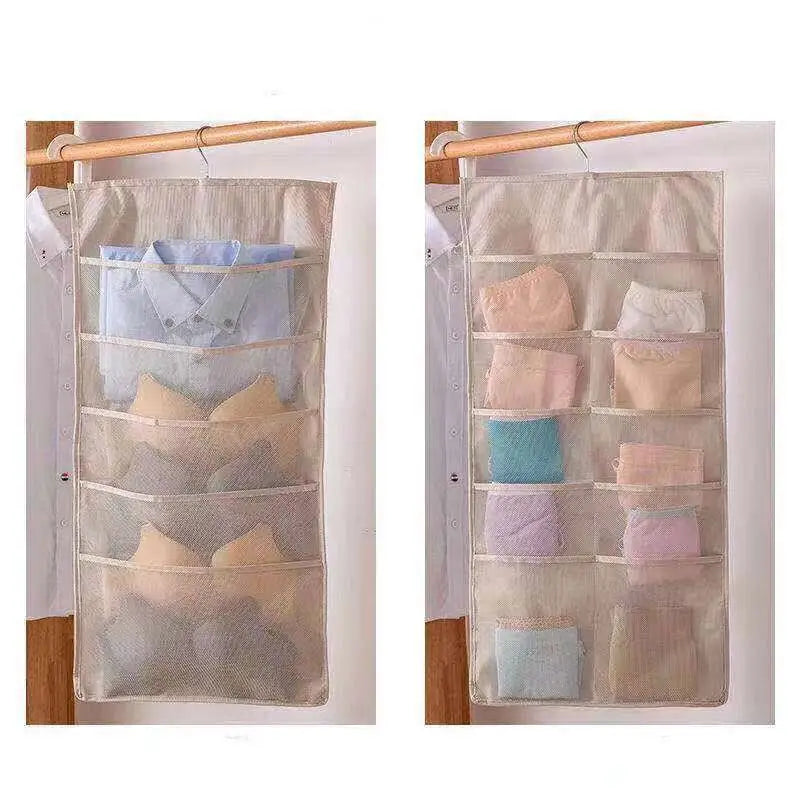Gray Mesh Bra Hanging Storage Bag