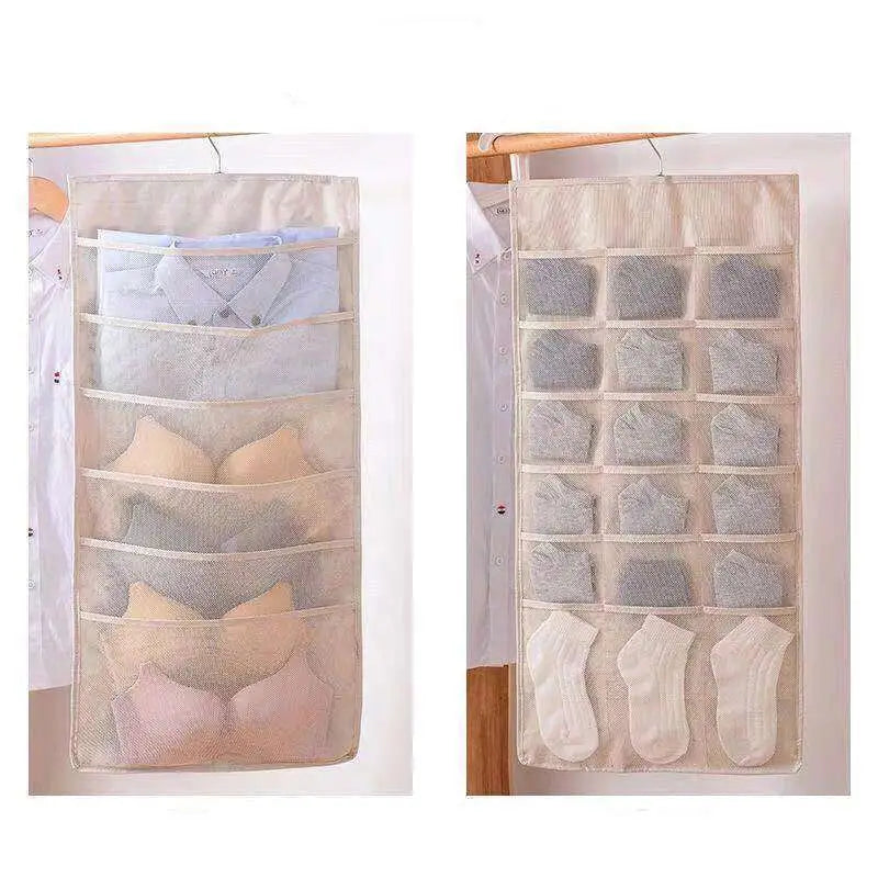 Gray Mesh Bra Hanging Storage Bag