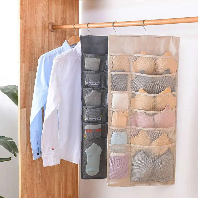 Gray Mesh Bra Hanging Storage Bag