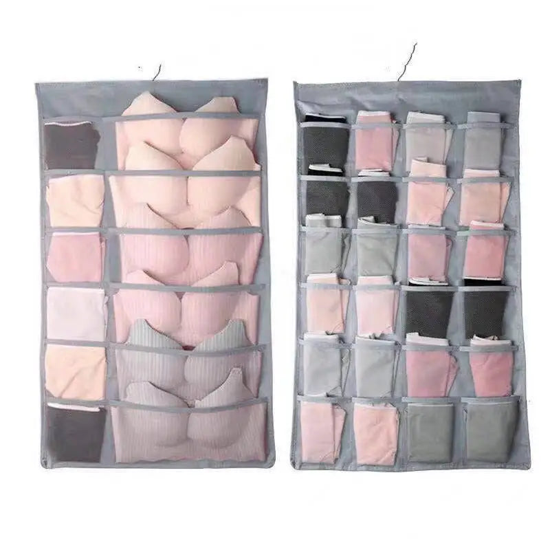 Gray Mesh Bra Hanging Storage Bag