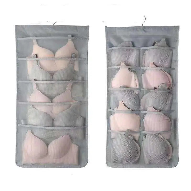 Gray Mesh Bra Hanging Storage Bag