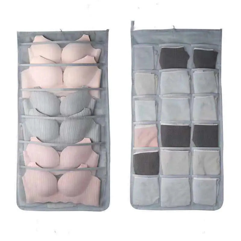 Gray Mesh Bra Hanging Storage Bag