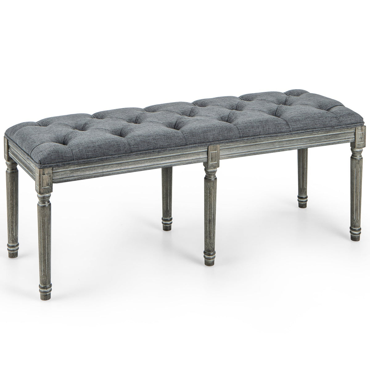 French Vintage Entryway Bench 47 Inch Upholstered Dining Bench