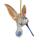 Egyptian Glass Golden Wing Blue Beak Hummingbird Ornament