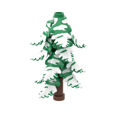 Green Plant Leaf - Flocked Snow - Winter - Custom Printed - Made Using a LEGO® Part