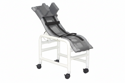 MJM International 191-MC-HB Reclining bath / shower chair (MEDIUM), with base & casters, with head bolster, 130 lbs weight capacity
