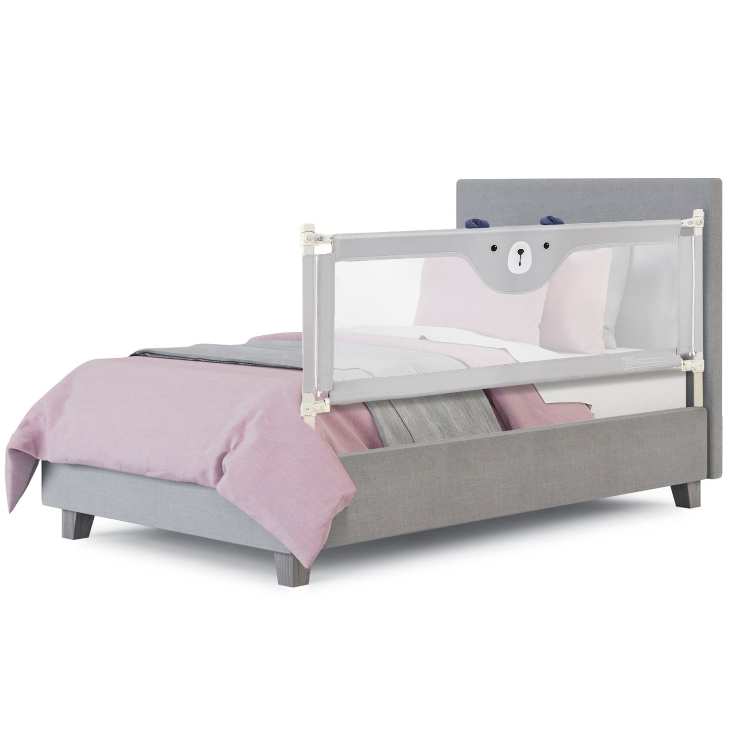 Vertical Lifting Baby Bed Rail with Double Safety Lock