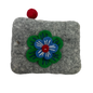 Felt Wool Gray Coin Purse with Flower Applique