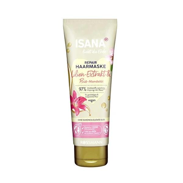 Isana Vegan Hair Repair Treatment: Nourishing Almond Oil & Lily Extract Hair Mask for Damaged Hair & Healthy Shine - Recycled Packaging