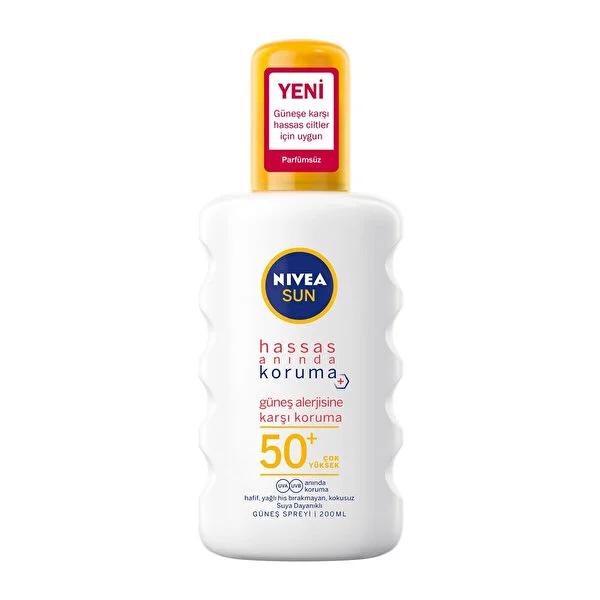 Nivea Sunscreen Spray SPF 50+ for Sensitive Skin - Water-Resistant, Fragrance-Free, Dermatologically Tested - 6.76 fl oz