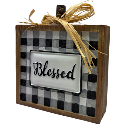 Black and White Check Table Sitter -
