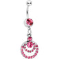 Pink Gem Double Crescent Dangle Belly Ring