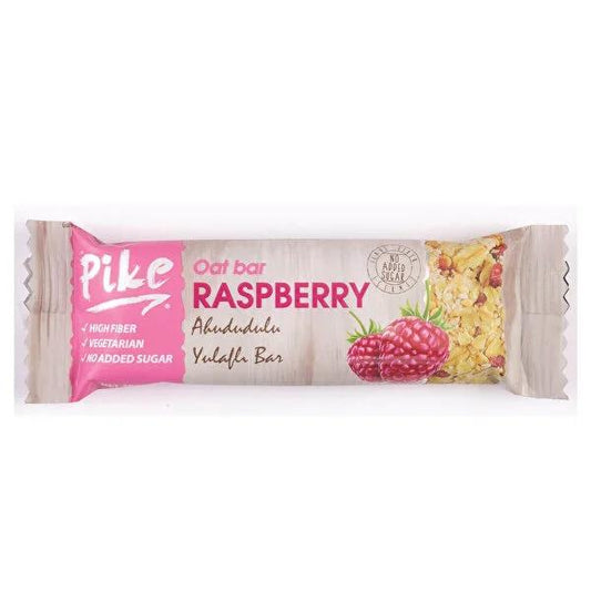 Pike Ahududulu Yulaflõ Bar 40 gr - Healthy Oat and Raspberry Energy Bar, High in Fiber, No Added Sugar