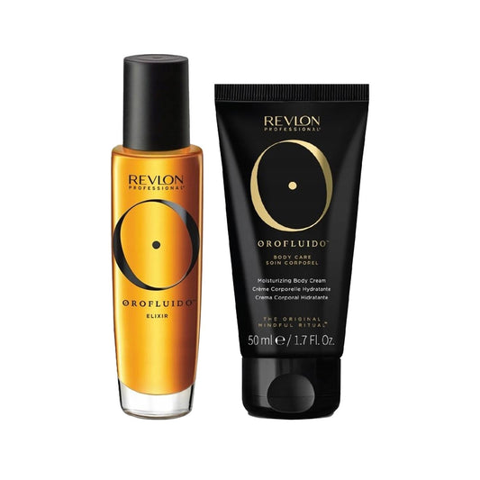 Revlon Orofluido Argan Elixir and Body Cream Set - Nourishing Hair and Body Care with Argan Oil