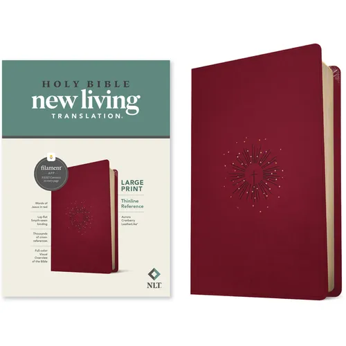 NLT Large Print Thinline Reference Bible, Filament Enabled Edition (Red Letter, Leatherlike, Berry) - Imitation Leather