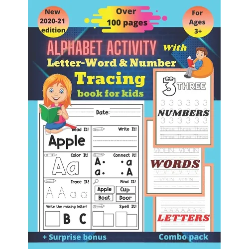 Alphabet activity with letter-word and number tracing book for kids: Full brain exercise for kindergarten, preschoolers(alphabet activity book, letter - Paperback