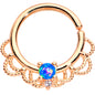 16G 5/16 Blue Faux Opal Rose Gold Plated Seamless Circular Ring