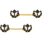 9/16 Gold PVD Braided Nautical Anchor Barbell Nipple Ring Set