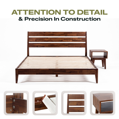 [Buy 1 Get 1] Emery Solid Wood Bed Frame & Nightstand