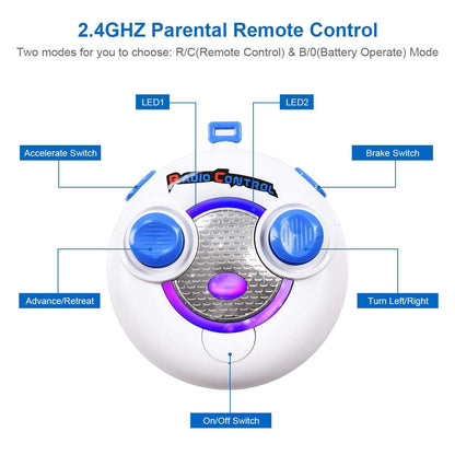 6V Kids Remote Control Battery Powered LED Lights Riding Car-Red