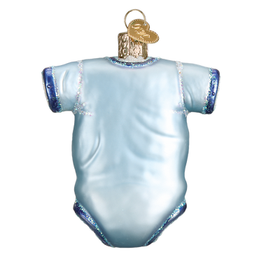 Babys First Christmas Blue Onesie Glass Ornament