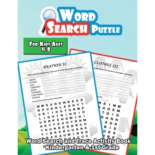 Word Search Puzzle for Kids Ages 4-8: A Large Print Word Search and Trace Activity Book - Kindergarten and 1st Grade Vocabulary - Paperback
