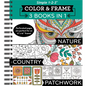 Color & Frame - 3 Books in 1 - Nature, Country, Patchwork (Adult Coloring Book) - Spiral