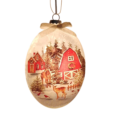 Glass "Lightable" Reindeer Visit Ornament
