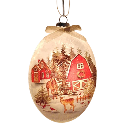 Glass "Lightable" Reindeer Visit Ornament