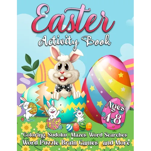 Easter Activity Book For Kids: A Fun Workbook for Children Ages 4-8 with Mazes, Learn to Draw + Count, Word Search Puzzles, Seek Games, Coloring & Mo - Paperback