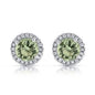 Halo Cz Green Earrings White Sterling Silver