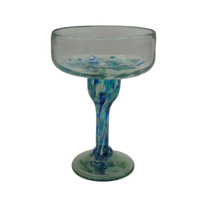 Hand-Blown Mexican Margarita Glass | Blue Green Confetti