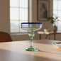 Hand-Blown Mexican Margarita Glass | Classic Cobalt Rim